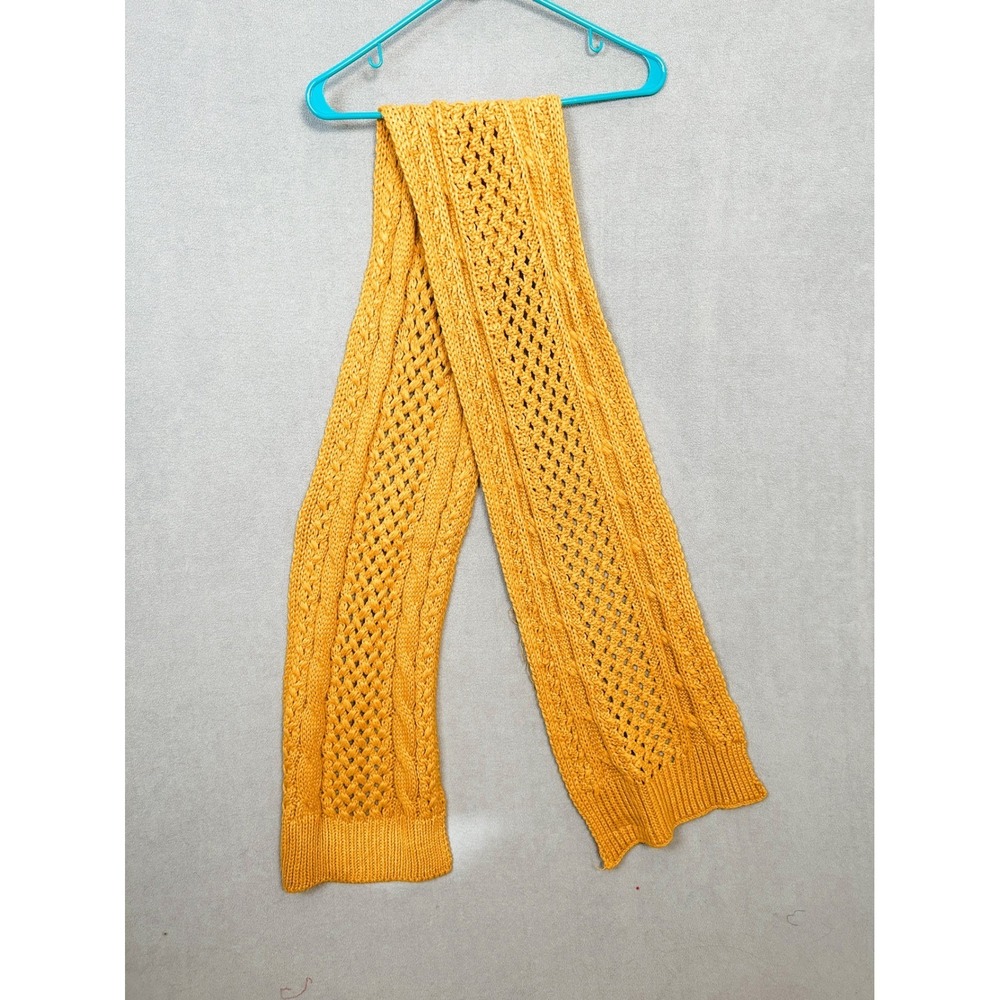 Mustard Yellow Crochet Cable Knit Scarf Let Your Light Shine Bible Verse 78in